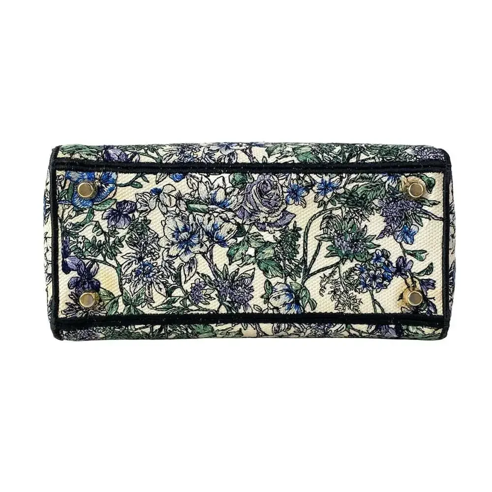 Christian Dior Lady Dior Light Medium Bag Handbag Cream Blue Multi